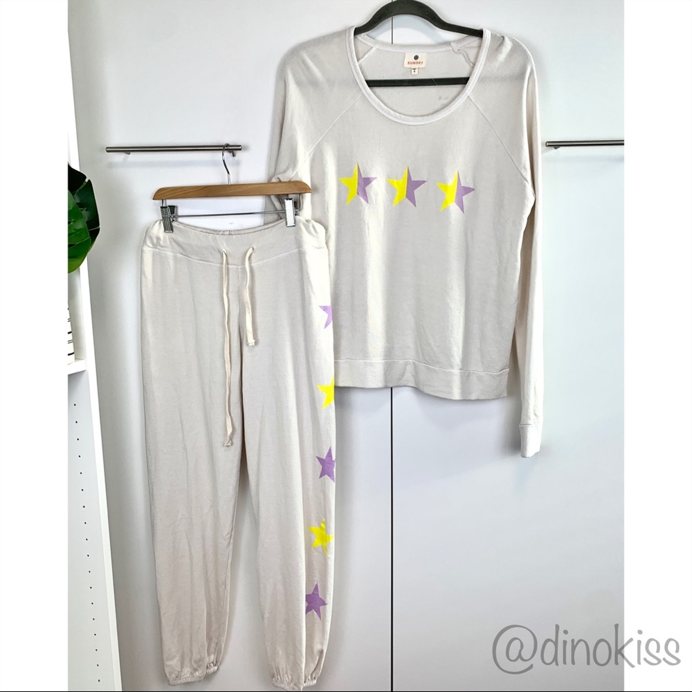 NWOT SUNDRY Star Pullover Top & Jogger Pant Set